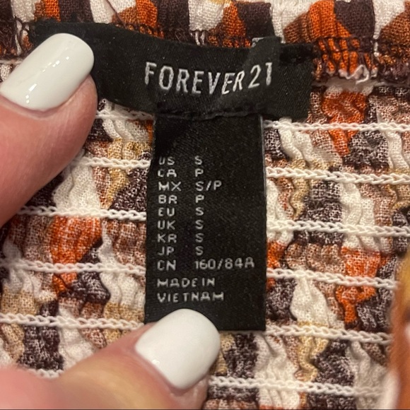 Forever21 Brown Aztec Sleeveless Thin Strap Cropped Tank Top Size Small - Picture 8 of 10